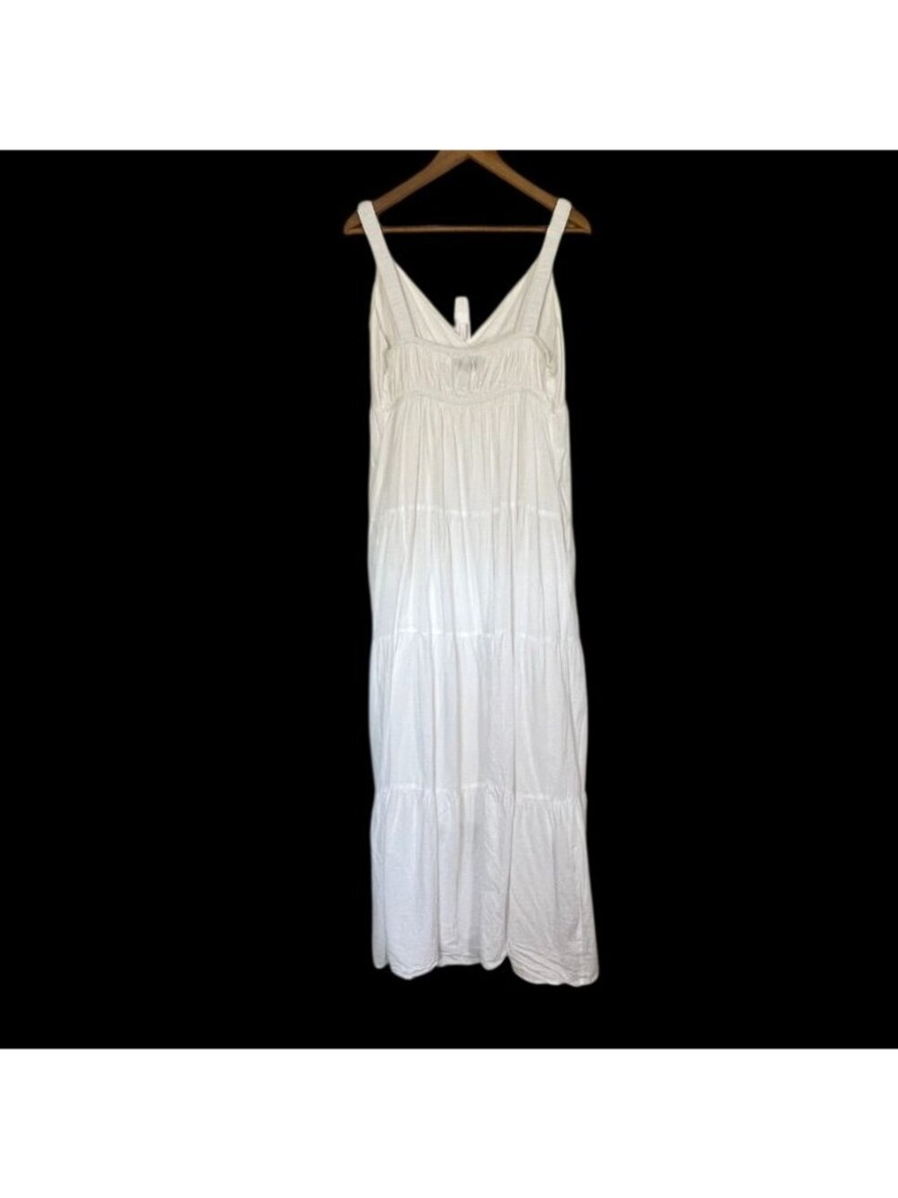 Hatch Katherine Maternity White Cotton Tiered Maxi Dress Sz 3/L Swiss Dot Boho - Picture 3 of 11
